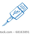 USB sketch. The elements for infographics with a hand-drawing style. 68163891