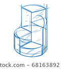 Comparison chart in the form of a divided cylinder. Element for infographics in the hand drawing style. 68163892