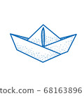 Paper boat sketch. 68163896