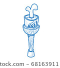 The wooden leg of a pirate. An ancient prosthesis. The elements for infographics with a hand-drawing style. 68163911