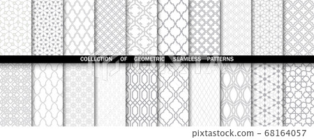 Geometric collection of gray and white patterns. - Stock Illustration ...