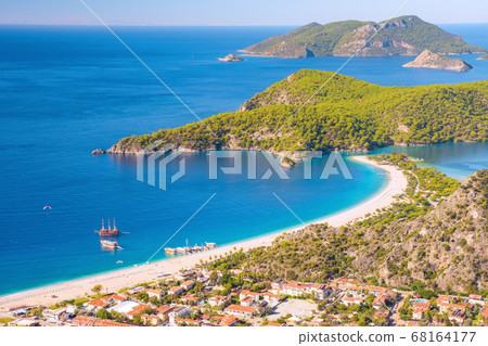 Oludeniz lagoon in sea landscape view of beach Oludeniz lagoon in sea landscape view of beach 68164177