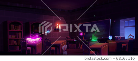 Magic school classroom at night Magic school classroom at night 68165110