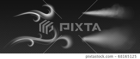 Wind blowing, dust spray, ornate white smoke trail 68165125