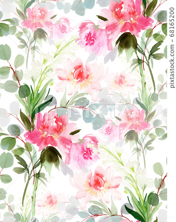 Seamless summer pattern with watercolor flowers - Stock Illustration ...
