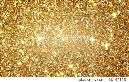 Golden glitter shining background, abstract sparkling texture, festive christmas decor with gold lights, vector illustration. 68166118