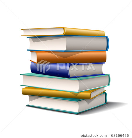 Stack of blue and yellow books. Books various colors isolated on white Stack of blue and yellow books. Books various colors isolated on white 68166426