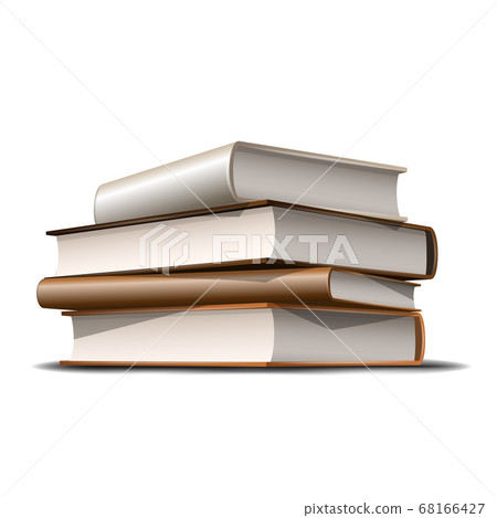 Stack of beige and brown books. Books various colors isolated on white 68166427