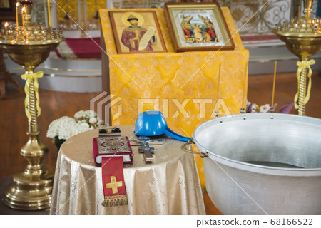 Christening in the church, Big bowl of water for 68166522