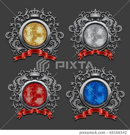 Set of disco balls. Coat of arms. Vector illustration. 68166542