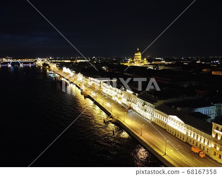 Night city from a bird's-eye view. Night Petersburg. Russia. St. Petersburg panorama. 68167358