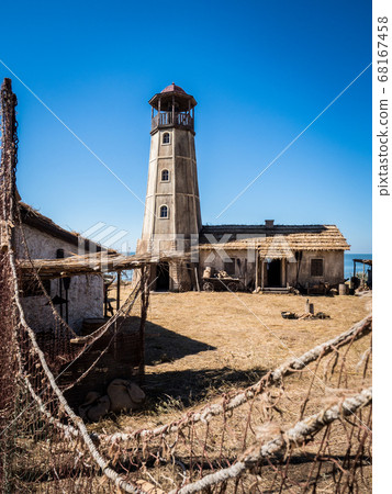 View of the old vintage lighthouse during the day 68167458