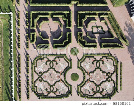 Palace and park "Oranienbaum". Garden top view in St. Petersburg. 68168161