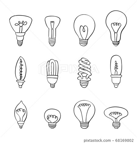 Isolated Bulbs of different types hand drawn 68169802