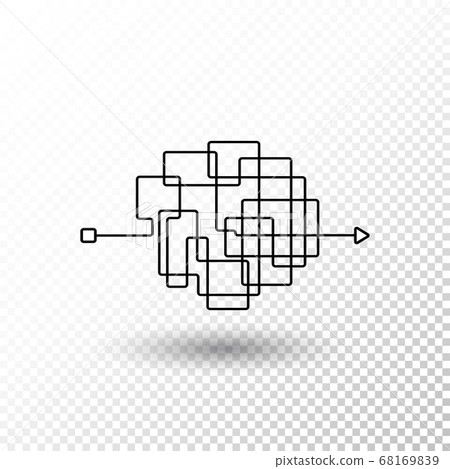 Messy line. Complicated clew way with transparent Messy line. Complicated clew way with transparent 68169839