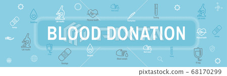 Blood testing work icon set and web header banner Blood testing work icon set and web header banner 68170299