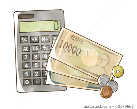 Cash and calculator 68170668
