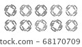 Set of circle frames made of wheat ears, isolated on a white background, vector illustration. 68170709