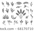 Set of wheat ear icons isolated on a white background, vector illustration. 68170710