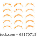 Set of simple wheats ears icons and wheat design elements, organic wheats local farm fresh food, bakery .Concept for products label, harvest and farming, grain, bakery, healthy food. 68170713