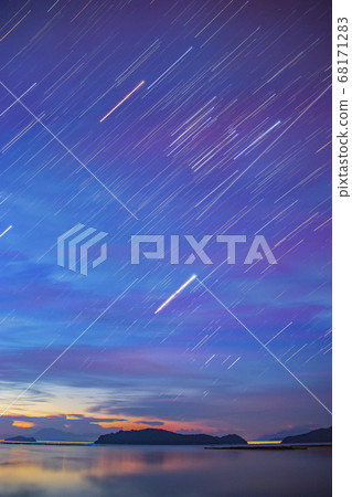 Starscape before dawn in Setouchi Star trails 68171283