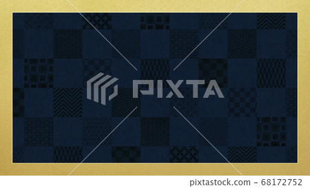 Checkered frame in gold leaf and navy blue 68172752