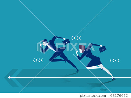 two Business running on the Straight arrow , start up to goal. 68176652