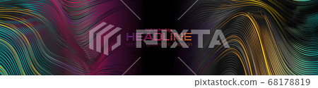 Dark tech banner with liquid curved glossy waves 68178819