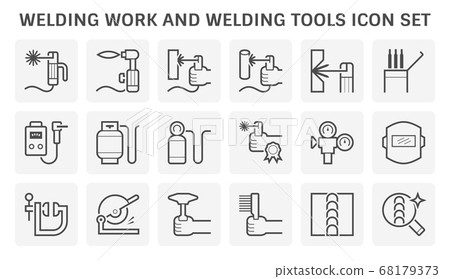 Welding work and welding tools vector icon set Welding work and welding tools vector icon set 68179373