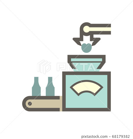 Robot put fruit into machine in fruit processing Robot put fruit into machine in fruit processing 68179382