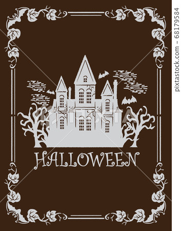 Halloween, vintage style frame material. Vector illustration. 68179584