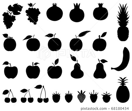 Black silhouettes of fruit on a white background, icon set for web and mobile Black silhouettes of fruit on a white background, icon set for web and mobile 68180434