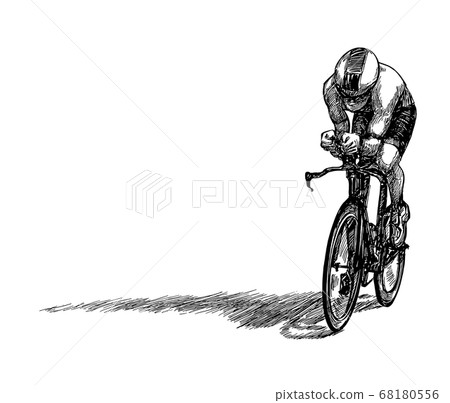 Hand draw of the bicycle competition show riders isolate Hand draw of the bicycle competition show riders isolate 68180556