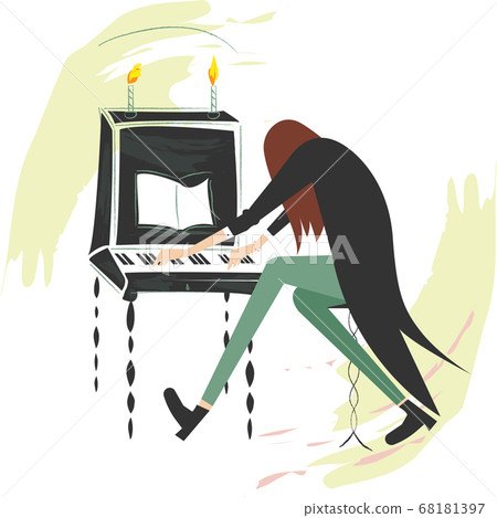 vector illustration of a pianist passionately performing music vector illustration of a pianist passionately performing music 68181397