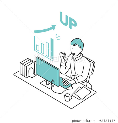 Illustration material of men who are pleased with achievements Illustration material of men who are pleased with achievements 68181417