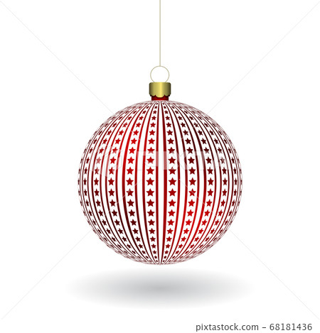 Red Christmass ball hanging on a golden chain 68181436