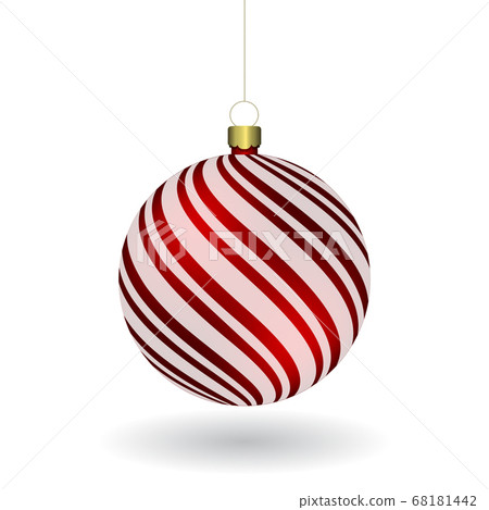 Red Christmass ball hanging on a golden chain Red Christmass ball hanging on a golden chain 68181442