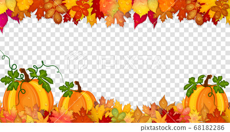 Autumn frame with pumpkins and colorful leaves... - Stock Illustration ...