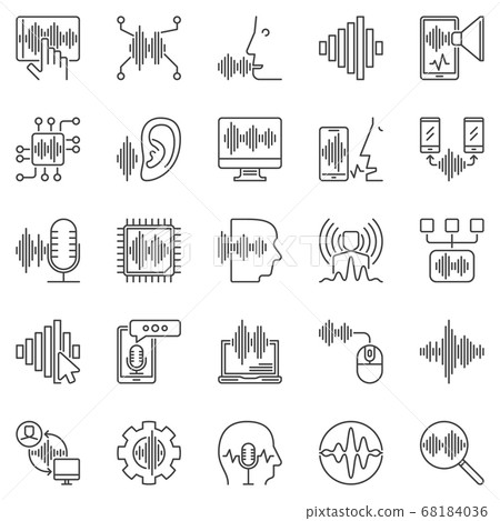 Speech and Voice Recognition outline vector icons set Speech and Voice Recognition outline vector icons set 68184036