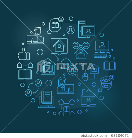 Online Courses vector round colored outline illustration Online Courses vector round colored outline illustration 68184071