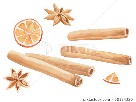 Cinnamon, octagon, orange watercolor 68184320