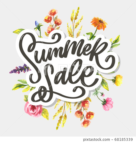 Trendy floral vector template. Summer flowers and 68185339
