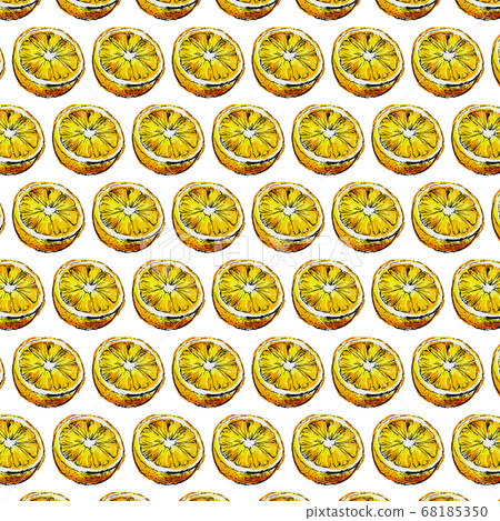 Watercolor seamless pattern of orange fruit with 68185350