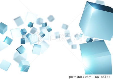 3D illustration colorful cubes floating on a light background. With shining light 68186147