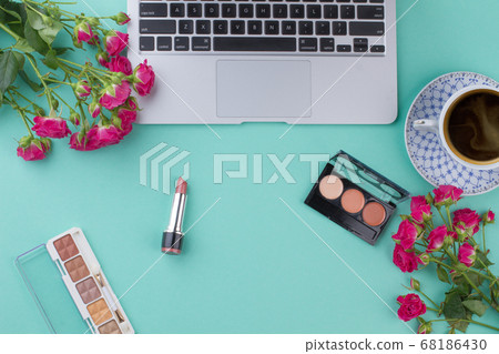 Office workplace desk of a woman. Office workplace desk of a woman. 68186430