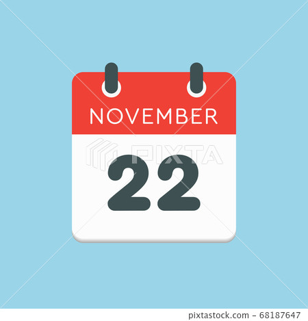 Calendar icon day 22 November, template icon day Calendar icon day 22 November, template icon day 68187647