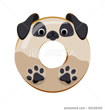 Cute pug dog donut vector illustration 68188385