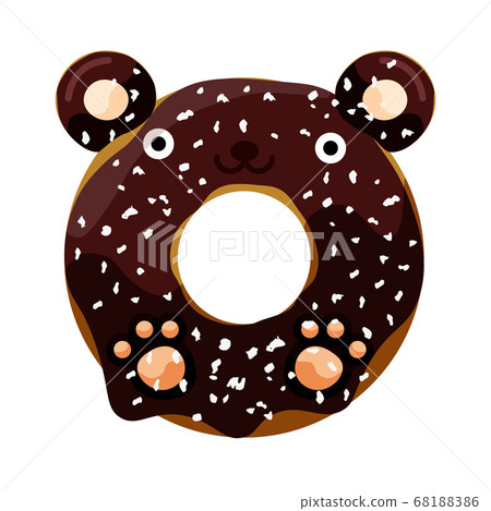 Cute powdered bear donut vector illustration 68188386