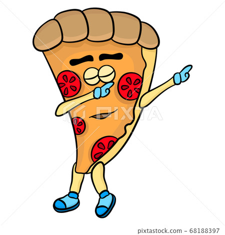 pizza dancing mascot cartoon character - Stock Illustration [68188397 ...