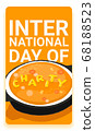 International charity day social media story template with hot tasty soup and the word charity made up of noodles. Charity event announcement illustration. Non profit organizations and volunteering. 68188523